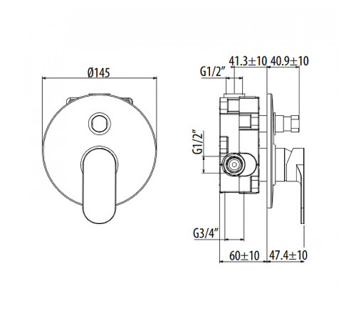 Смеситель для душа Gattoni H2Omix7000 7003470C0.CH Хром