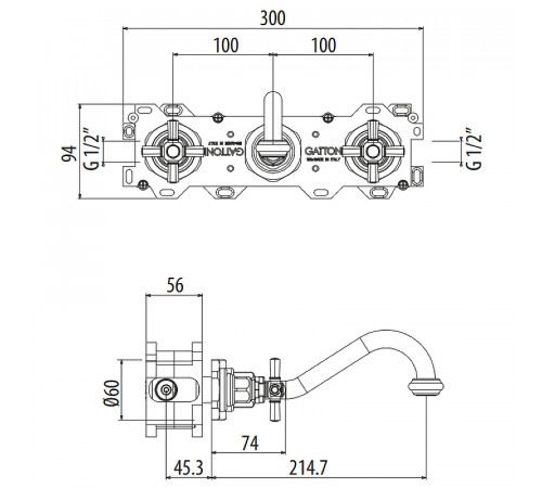 Смеситель для раковины Gattoni TRD TR105/18D0 Золото 24 карат