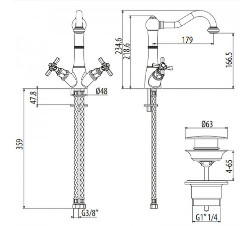 Смеситель для раковины Gattoni TRD TR300/18C0 Хром