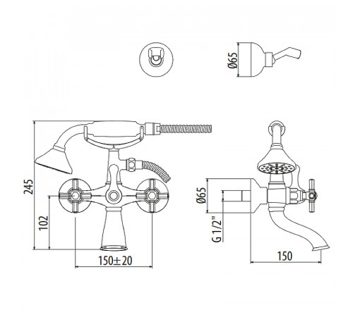 Смеситель для ванны Gattoni TRD TR501/18D0 Золото 24 карат