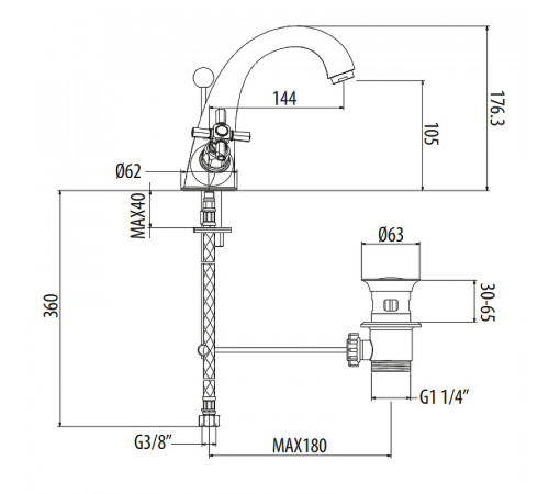 Смеситель для раковины Gattoni TRD TR320/18C0 Хром