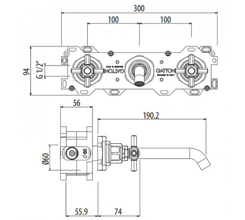 Смеситель для раковины Gattoni TRD TR106/18C0 Хром