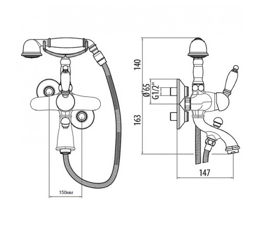 Смеситель для ванны Gattoni Orta 2700/27C0 OLD Хром