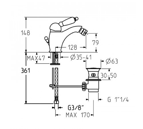 Смеситель для биде Gattoni Orta 2756/27D0 OLD Золото 24 карат