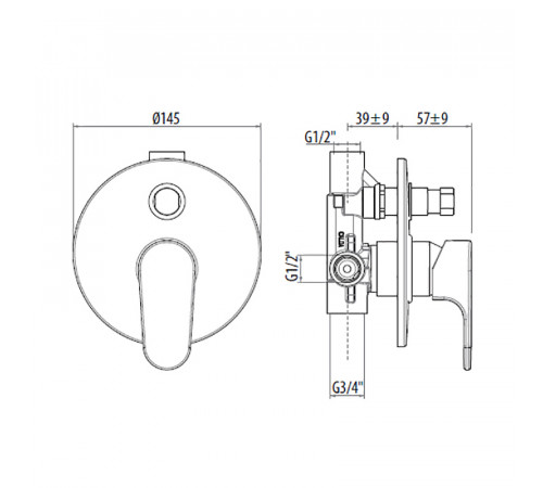 Смеситель для душа Gattoni H2Omix1000 1034/10C0 Хром