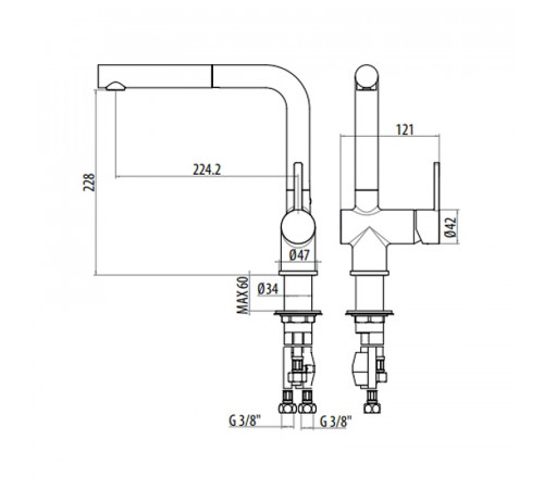 Смеситель для кухни Gattoni Modern 4070/PCC0 Хром