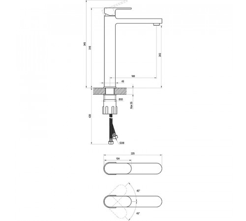 Смеситель для раковины Ravak Chrome CR 015.20BL X070429 Черный матовый