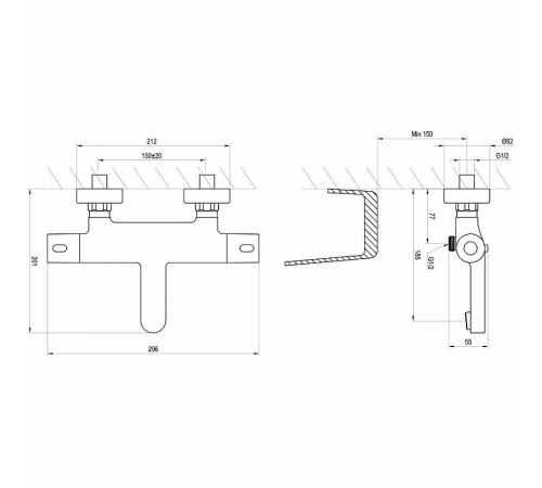 Смеситель для ванны Ravak Termo 300 TE 023.00/150 X070097 с термостатом Хром