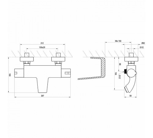 Смеситель для ванны Ravak Termo TE 082.00/150 X070046 с термостатом Хром