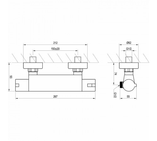 Смеситель для душа Ravak Termo TE 072.00/150 X070051 с термостатом Хром