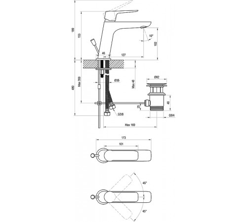 Смеситель для раковины Ravak Classic CL 011.00 X070081 Хром