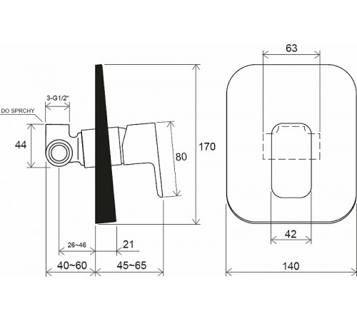 Смеситель для душа Ravak 10° Free black-TD F 062.20 X070157 Черный матовый