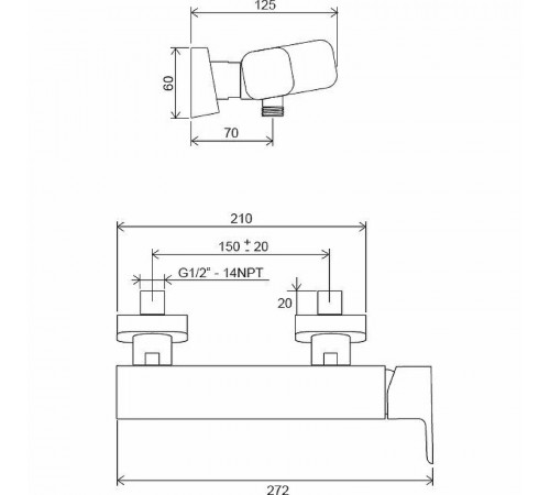 Смеситель для душа Ravak 10° Free-TD F 032.00/150 X070132 Хром