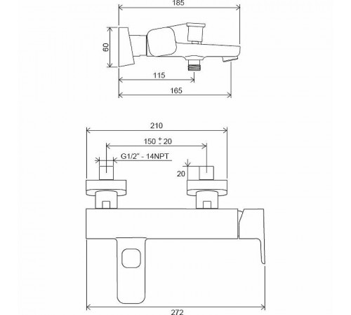 Смеситель для ванны Ravak 10° Free TD F 022.00/150 X070131 Хром