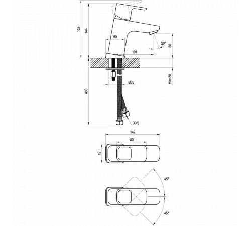 Смеситель для раковины Ravak 10° TD 012.00 X070064 Хром