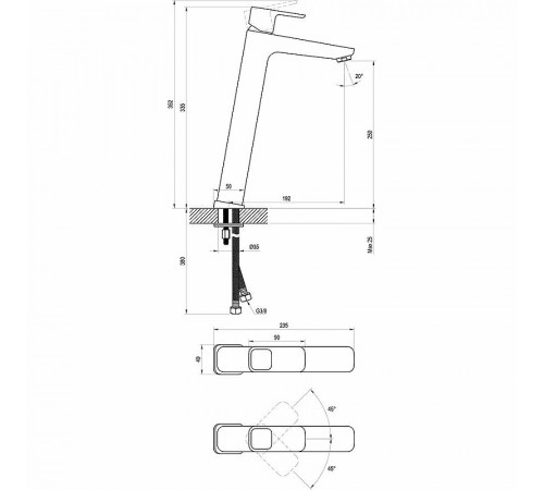 Смеситель для раковины Ravak 10° TD 015.00 X070091 Хром