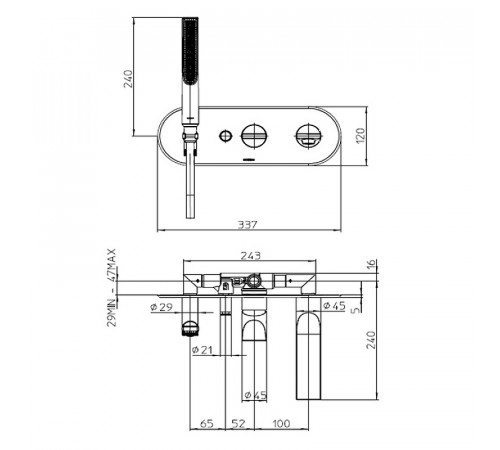 Смеситель для ванны Bossini Apice Z00555.073 Черный матовый