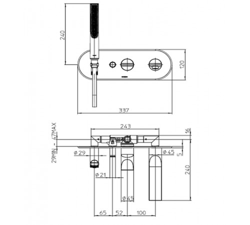 Смеситель для ванны Bossini Apice Z00555.030 Хром