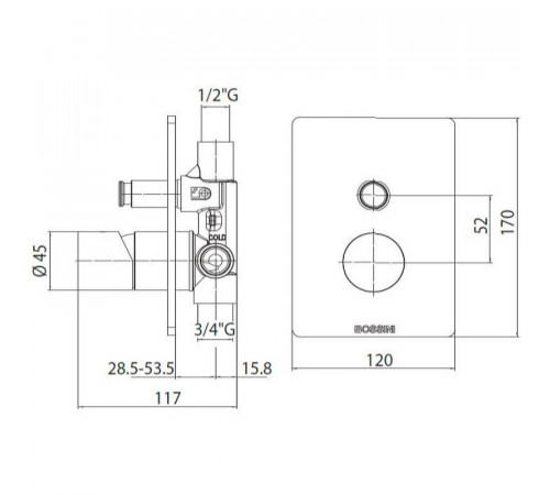 Смеситель для душа Bossini Oki Z00006.030 Хром