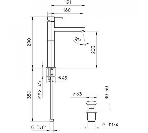 Смеситель для раковины Bossini Oki Z005303.073 Черный матовый