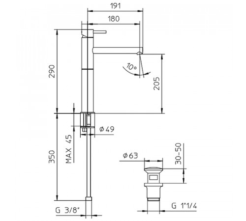 Смеситель для раковины Bossini Oki Z005303.030 Хром