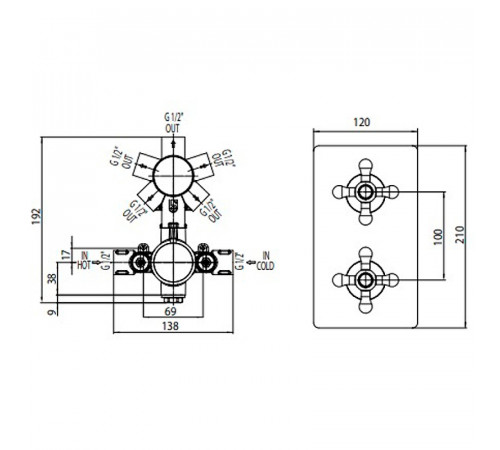 Смеситель для душа Bossini Liberty Z00068.022 с термостатом Античная бронза