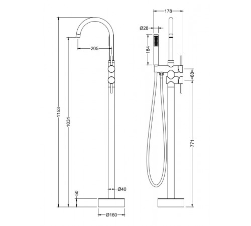 Смеситель для ванны Timo Saona 2300/03Y-CR Черный