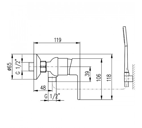 Смеситель для душа Rav Slezak Vltava VT481.5/1CB Белый глянец Хром