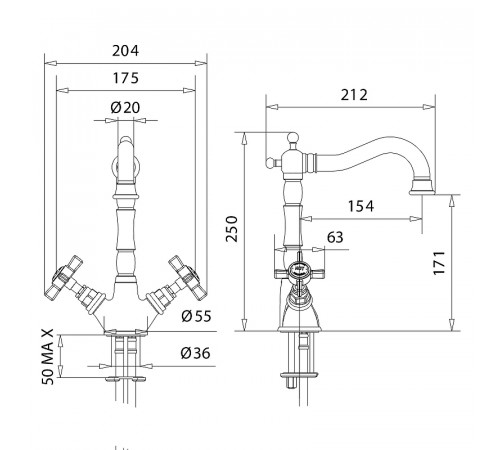 Смеситель для раковины Migliore Princeton BN.PRN-834.DO Золото