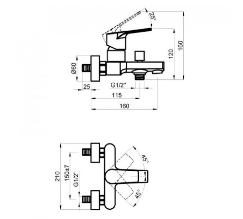 Смеситель для ванны Azario Treya AZ-156805037 Графит