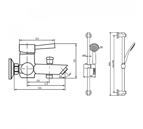 Смеситель для ванны Dorff Logic New D0103030SS Нержавеющая сталь