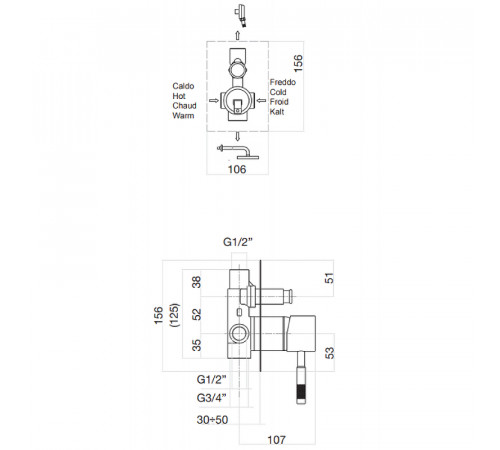 Смеситель для душа Webert Rimini RI860101010 Золото