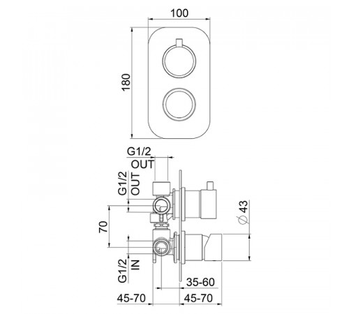 Смеситель для душа Webert One-B NB860101560 Черный матовый