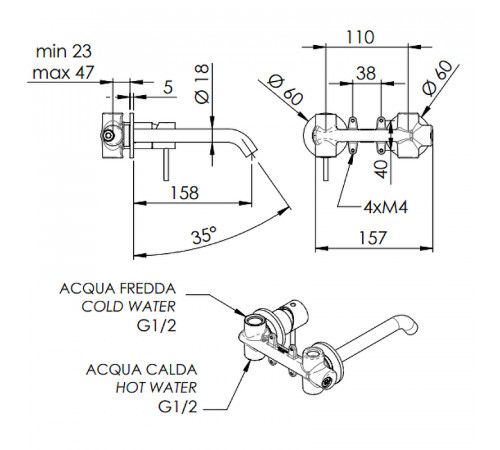 Смеситель для раковины Remer X-Style X15PDO Золото