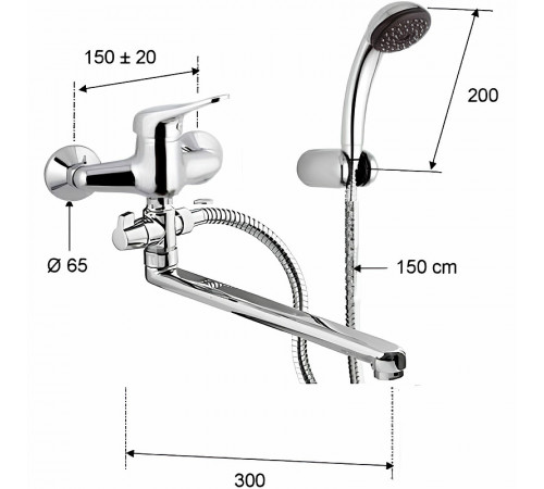 Смеситель для ванны Remer Kiss K4930330DEVVT универсальный Хром