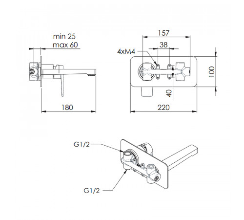 Смеситель для раковины Remer Dream D15 Хром