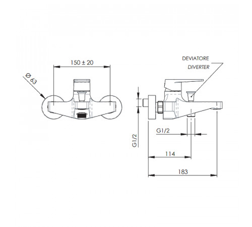 Смеситель для ванны Remer Dream D05 Хром