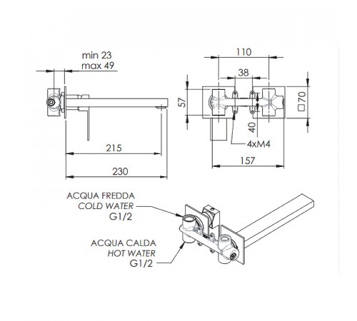 Смеситель для раковины Remer Q-Design QD15PL Хром