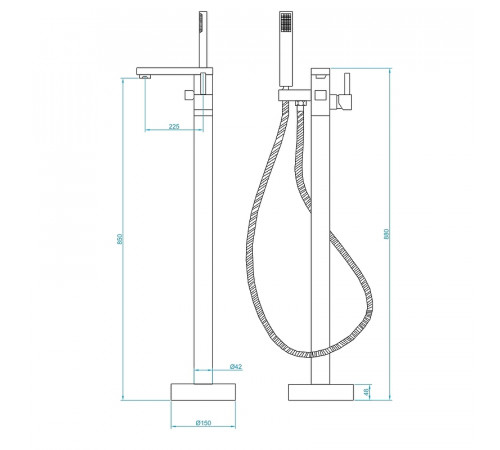 Смеситель для ванны RGW Shower Panels SP-350B 511405350-04 Черный матовый