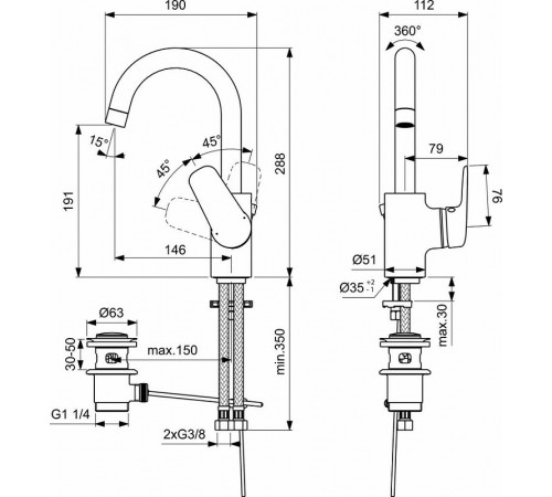 Смеситель для раковины Ideal Standard Ceraflex B1716AA Хром