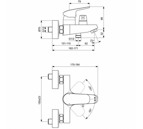 Смеситель для ванны Ideal Standard Ceraflex B1740AA Хром