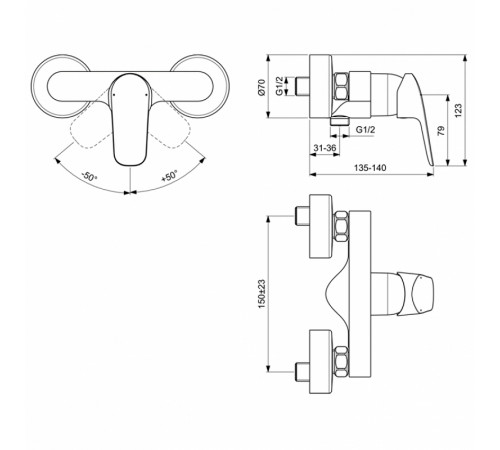 Смеситель для душа Ideal Standard Ceraflex B1720AA Хром