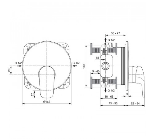 Смеситель для душа Ideal Standard Ceraflex A6724AA Хром