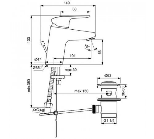 Смеситель для раковины Ideal Standard Ceraflex B1707AA Хром