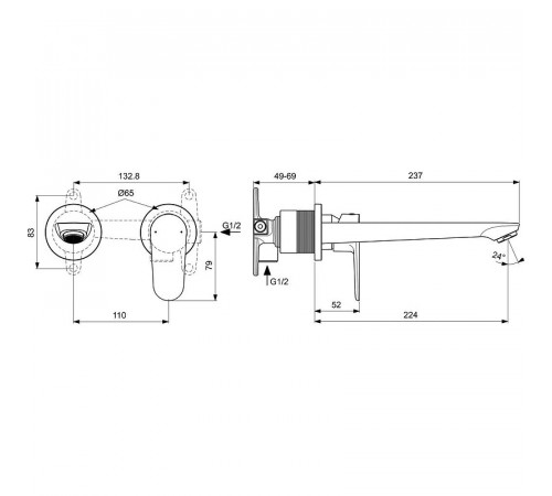 Смеситель для раковины Ideal Standard Cerafine Model O BD133XG Черный шелк