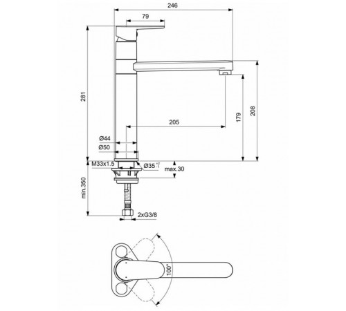 Смеситель для кухни Ideal Standard Cerafine Model O BC501XG Черный шелк