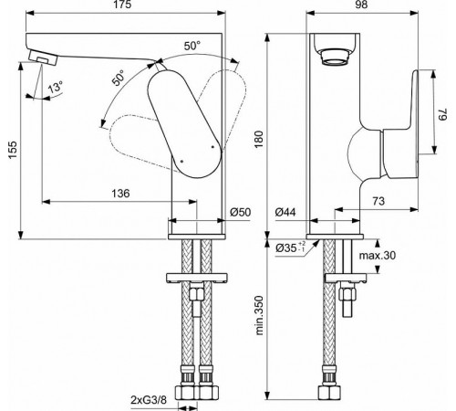 Смеситель для раковины Ideal Standard Cerafine Model O BC555AA Хром