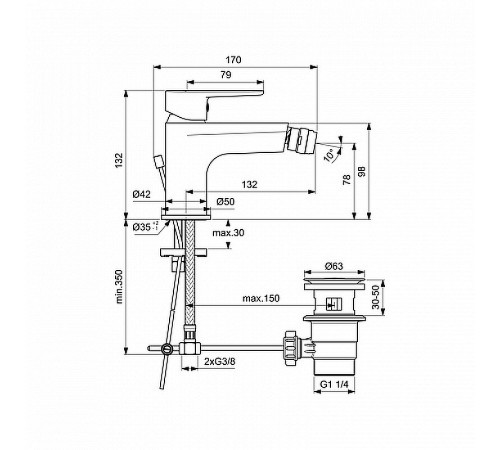 Смеситель для биде Ideal Standard Cerafine Model O BC498AA Хром