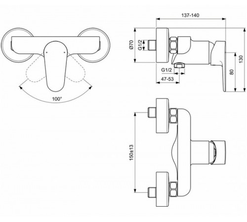 Смеситель для душа Ideal Standard Cerafine Model O BC499XG Черный шелк