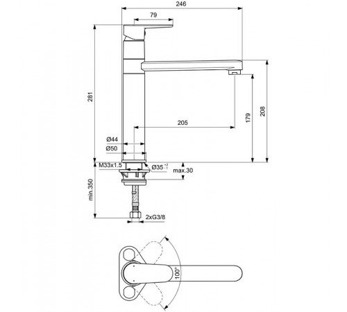 Смеситель для кухни Ideal Standard Cerafine Model O BC501AA Хром